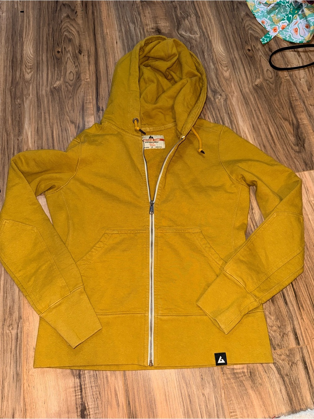 American Giant Yellow Zip Up Jacket M 100% cotton and made in the USA!!